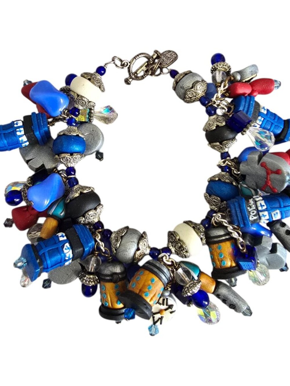 Dr. Who Handmade Clay Bead Charm Bracelet 11th Doctor Matt Smith